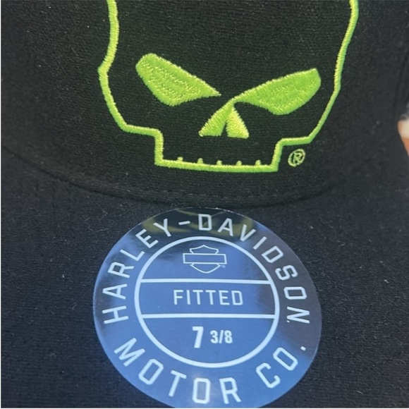 Harley-Davidson Large Hat Willie G Skull Fitted Flap Hat Black Beauty 7 3/8 NWT - Picture 8 of 11